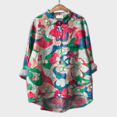 Lara - Handgemachte florale Bluse mit Premium-Stoff