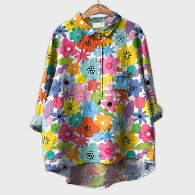 Lara - Handgemachte florale Bluse mit Premium-Stoff