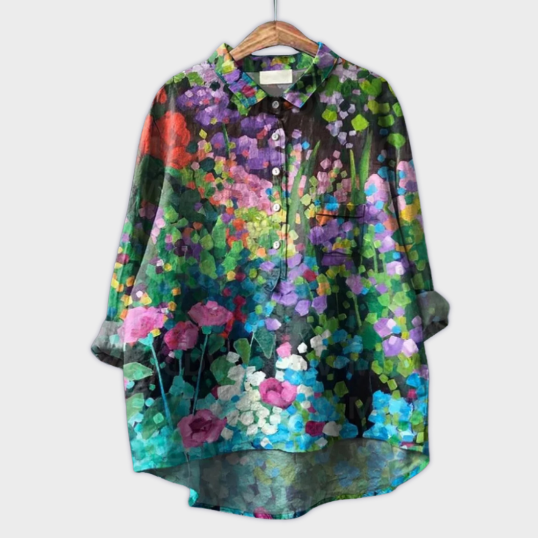 Lara - Handgemachte florale Bluse mit Premium-Stoff