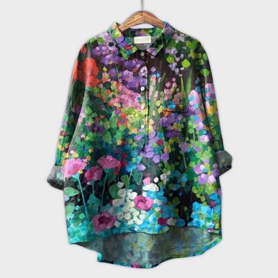 Lara - Handgemachte florale Bluse mit Premium-Stoff