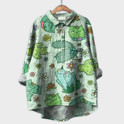 Lara - Handgemachte florale Bluse mit Premium-Stoff
