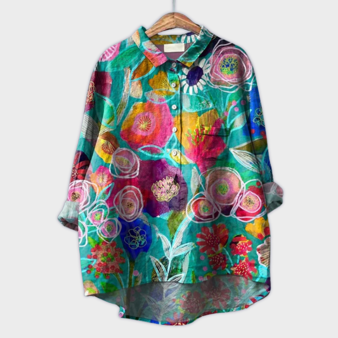 Lara - Handgemachte florale Bluse mit Premium-Stoff