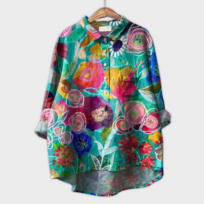 Lara - Handgemachte florale Bluse mit Premium-Stoff