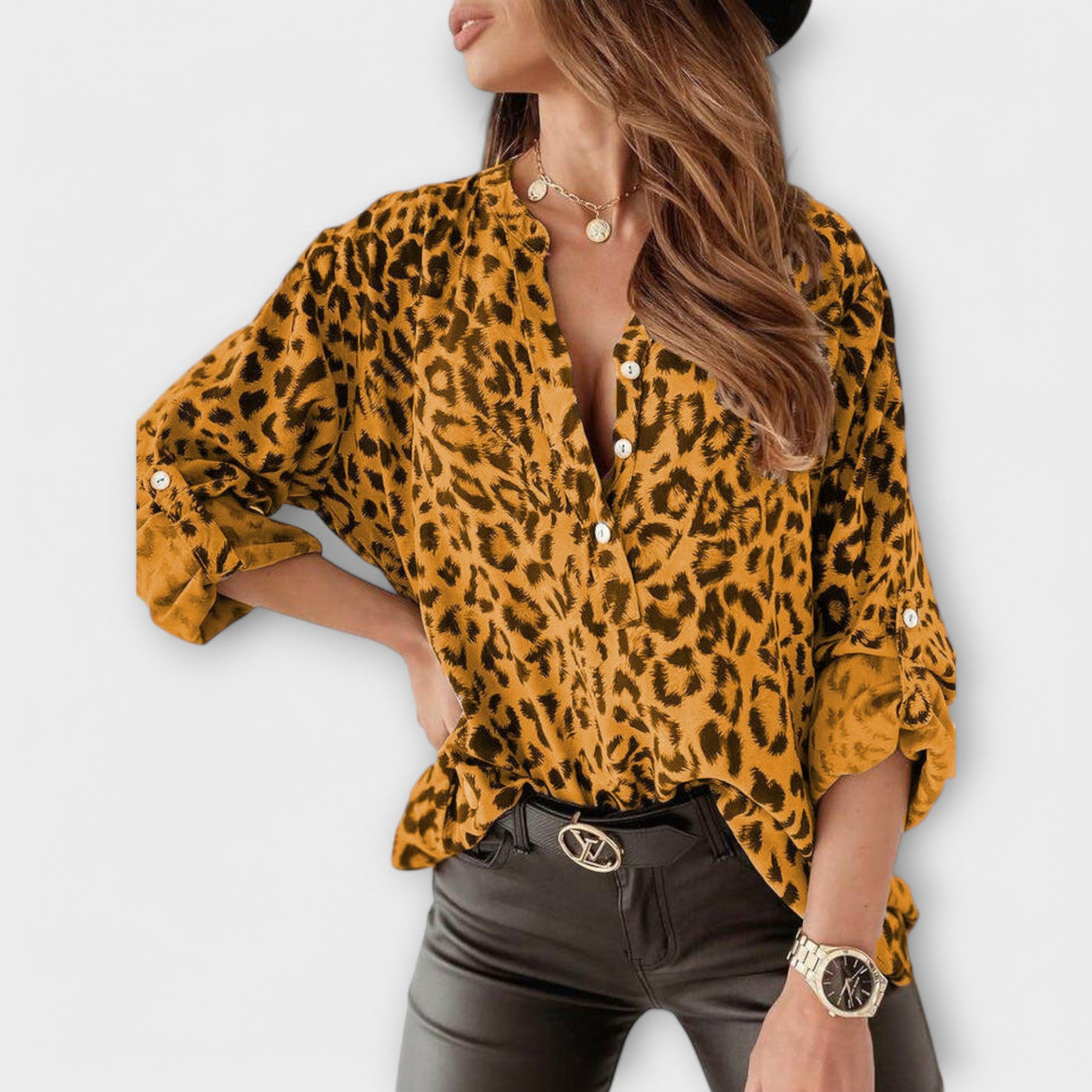 Anna - Bluse mit Leopardenmuster