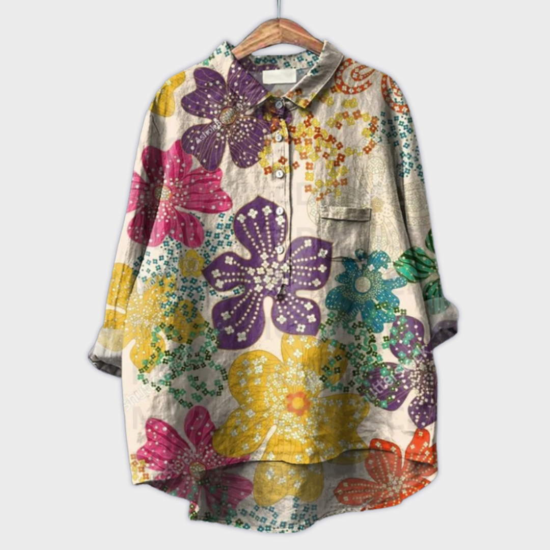 Lara - Handgemachte florale Bluse mit Premium-Stoff