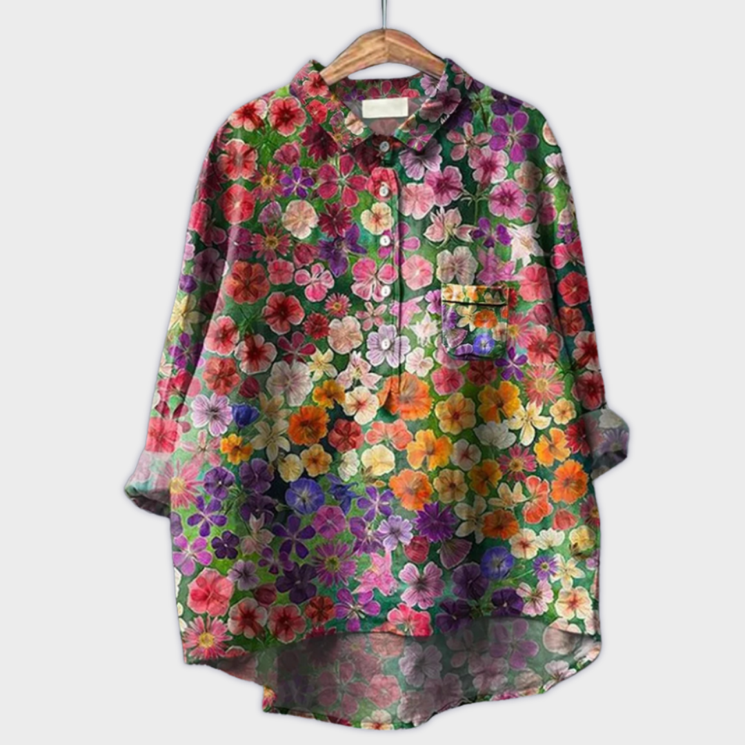 Lara - Handgemachte florale Bluse mit Premium-Stoff