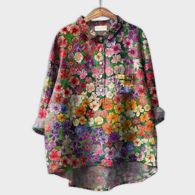 Lara - Handgemachte florale Bluse mit Premium-Stoff