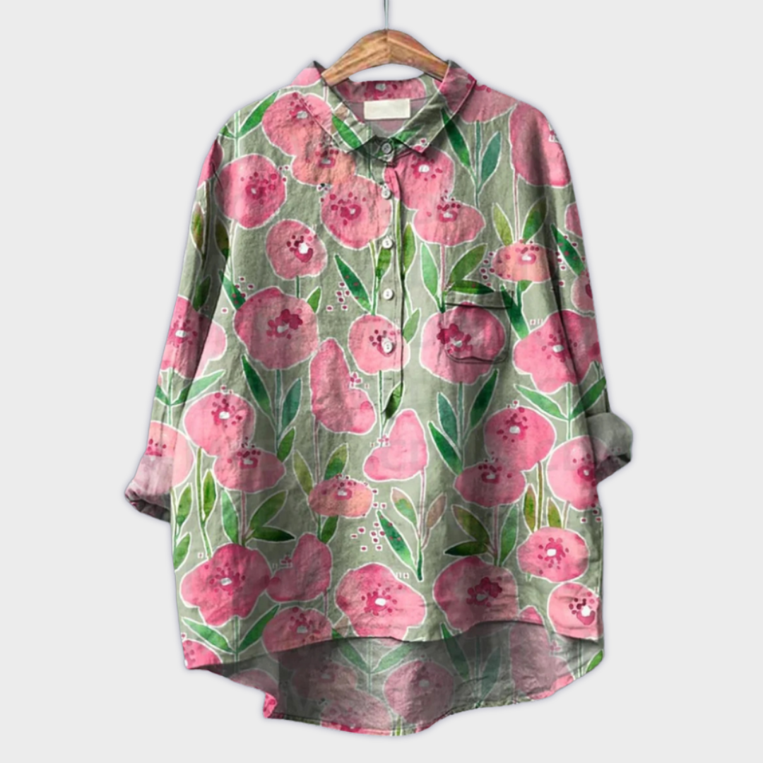 Lara - Handgemachte florale Bluse mit Premium-Stoff