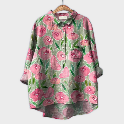 Lara - Handgemachte florale Bluse mit Premium-Stoff