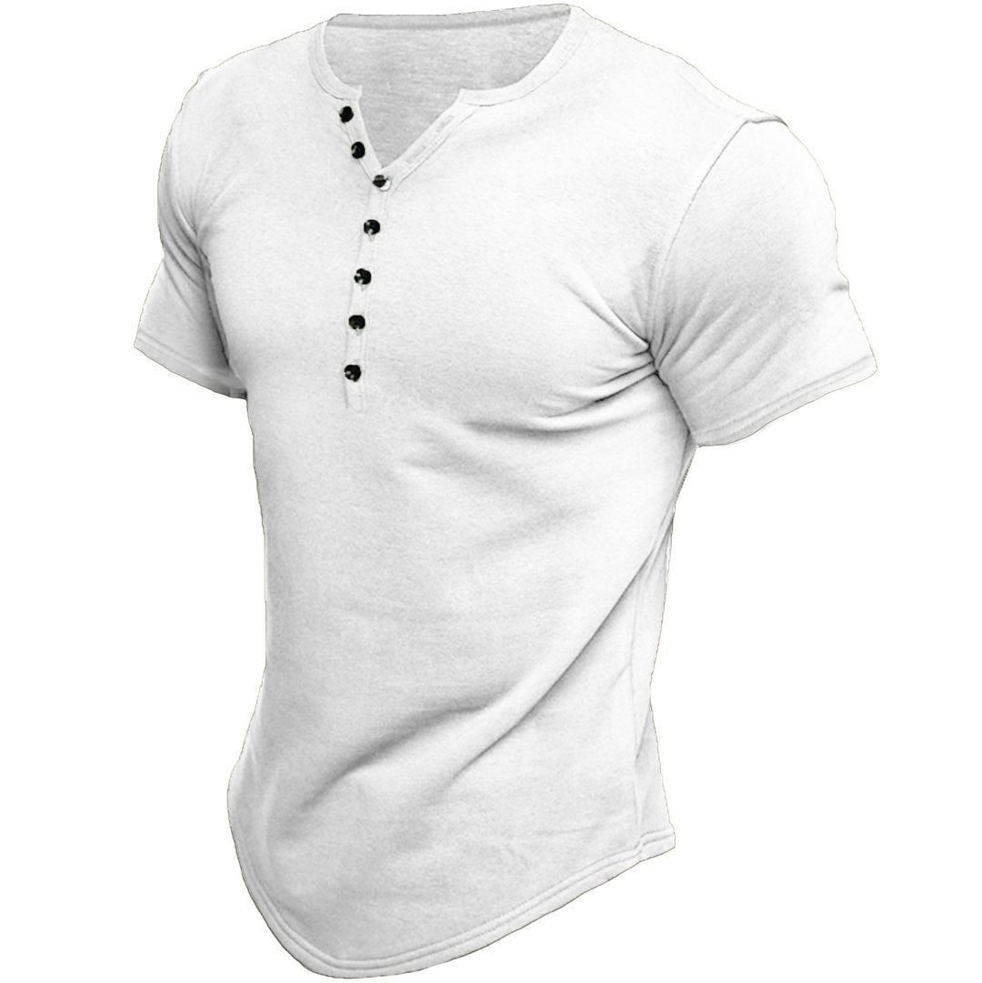 Brad™ - Kortärmad Henley T-shirt i Bomull