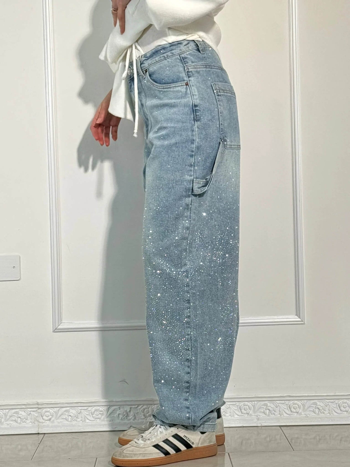 Violette™ Hose mit hoher Taille und weiten Beinen und Knopftaschen
