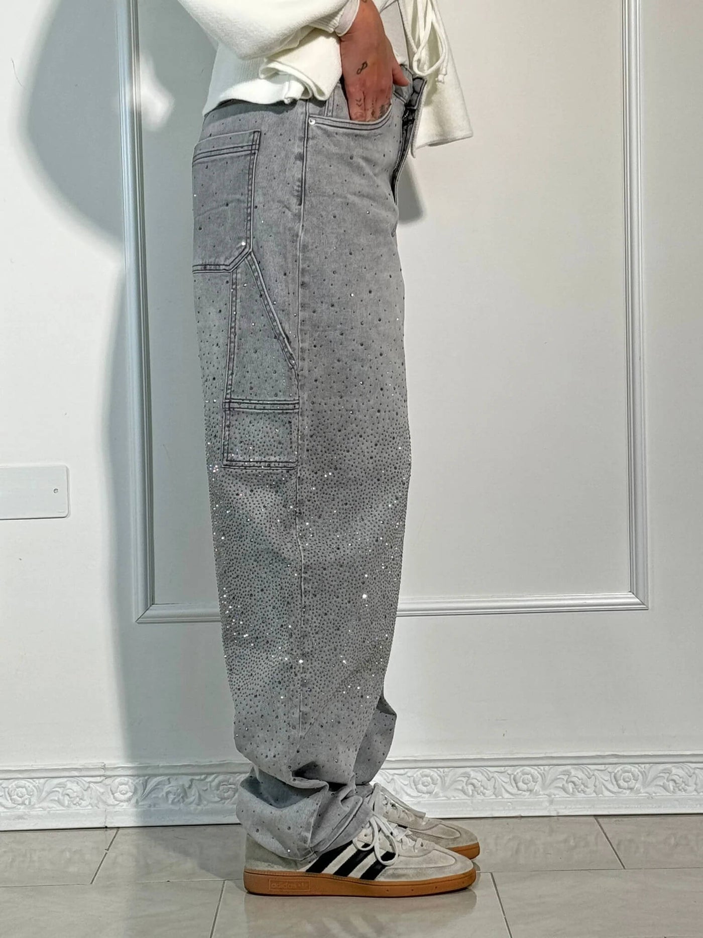 Violette™ Hose mit hoher Taille und weiten Beinen und Knopftaschen