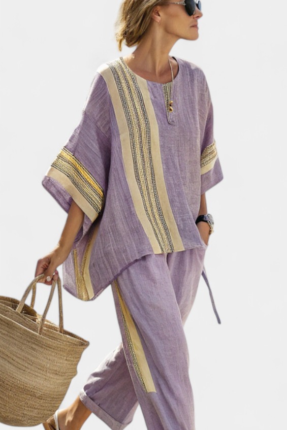 Lea™ | Lavendel-Streifen Set
