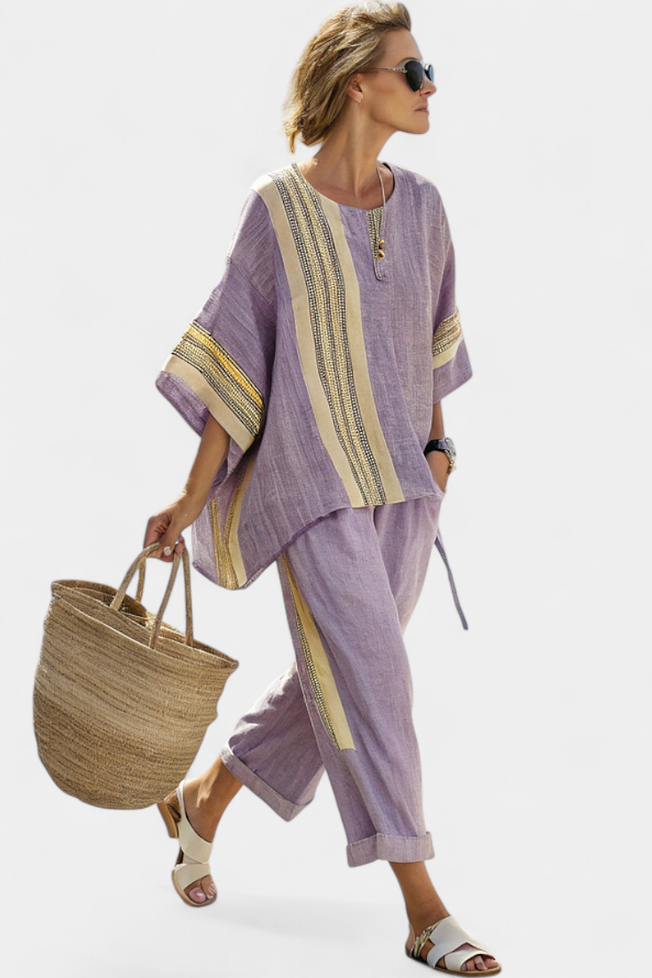 Lea™ | Lavendel-Streifen Set