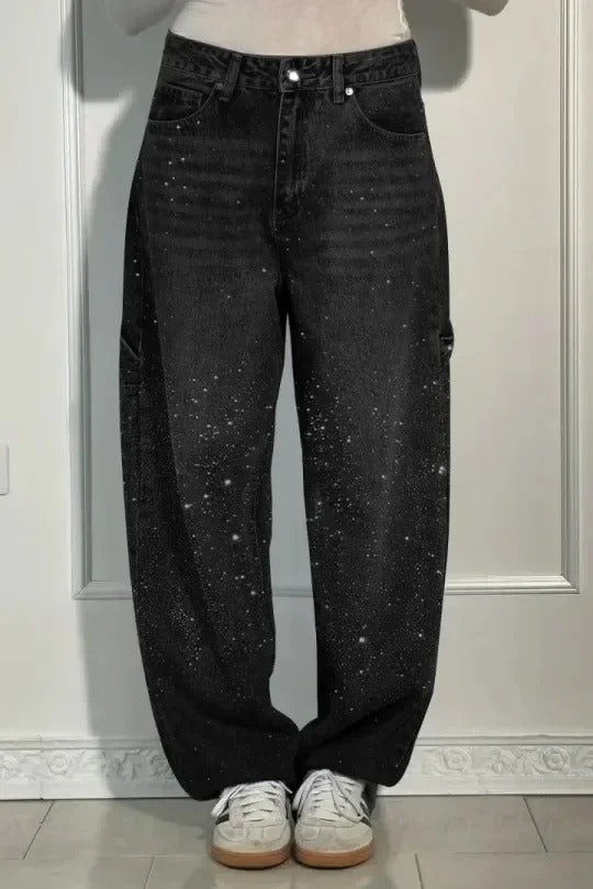 Violette™ Hose mit hoher Taille und weiten Beinen und Knopftaschen