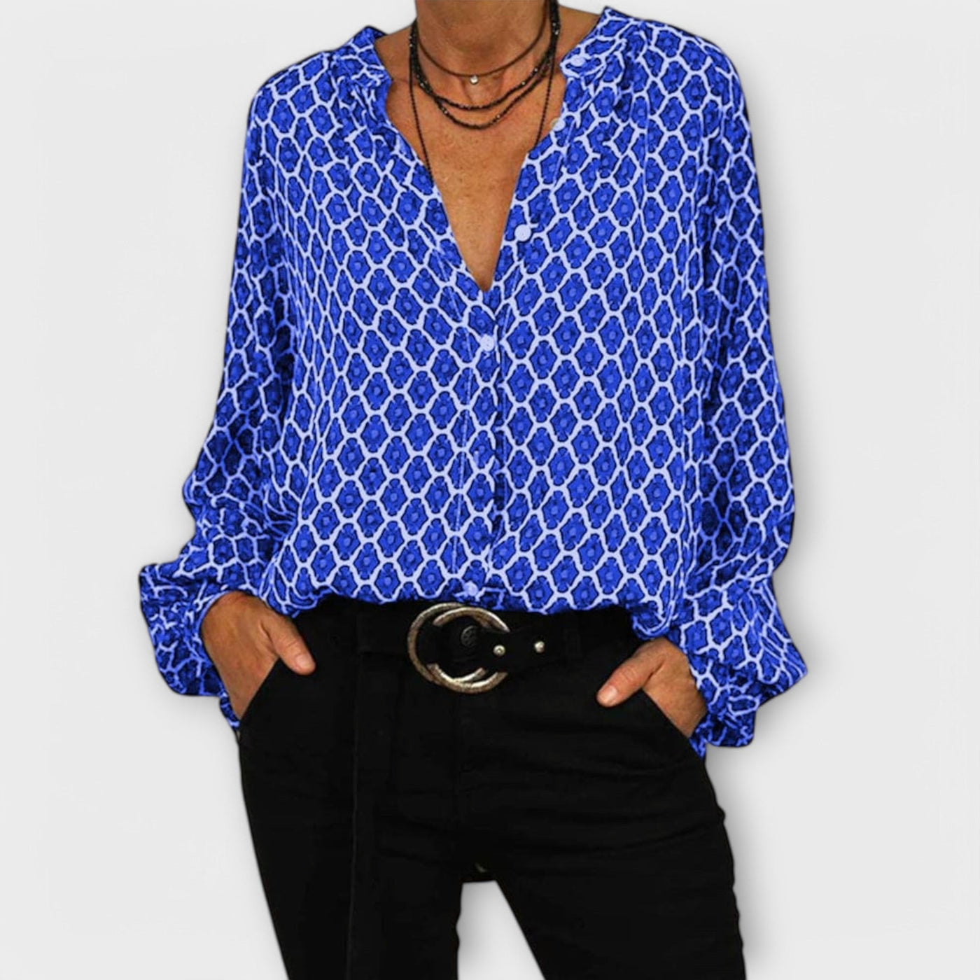 Zara - Stylische Bluse Mit V Ausschnitt Und Langen Ärmeln
