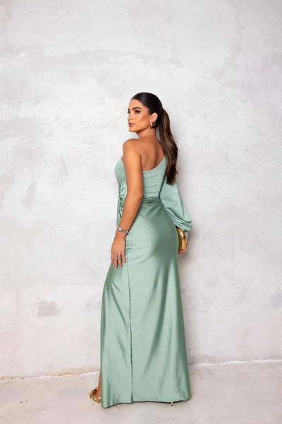 ELSA – EIN-SCHULTER SATIN-ABENDKLEID