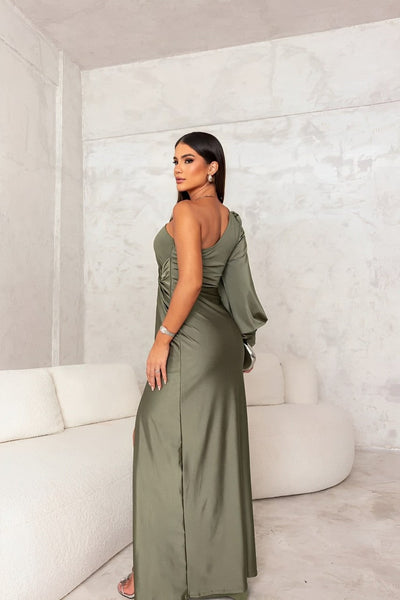 ELSA – EIN-SCHULTER SATIN-ABENDKLEID